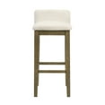 thumbnail image 3 of Annikah Modern Transitional Wood Bar Height Kitchen Bar Stool in Putty Brown Finish with White Boucle Fabric Upholstered Seat - Set of 3, 3 of 5