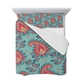 thumbnail image 7 of Red Teal Boho Botanical Queen Size Down Alternative Comforter,Lightweight Comforter Quilt Bedding Set with Pillow Shams Southwestern Retro Ethnic Tribal All Seasons Bed Comforter Duvet Insert 90"x96", 7 of 7