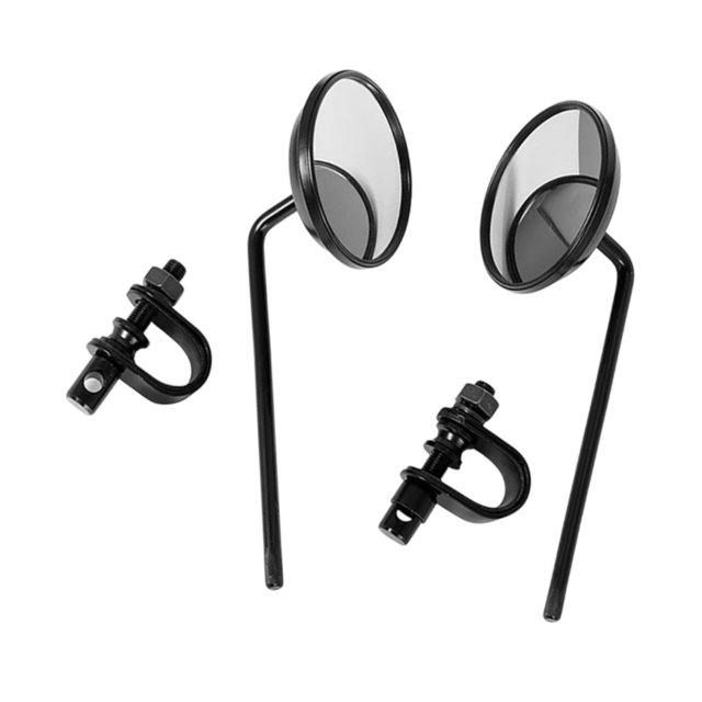 2 piezas de espejos retrovisores genéricos para motocicleta, espejos laterales redondos, varilla de extensión de fácil instalación, repuestos de Negro