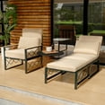 thumbnail image 3 of AECOJOY Patio Lounge Chair Set of 2,Outdoor Patio Chaise Lounge Chair Adjustable Folding Pool Lounger w/ Beige Cushion, 3 of 8
