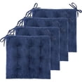 thumbnail image 1 of Cojines para Silla de Comedor Juego de 4 Suaves Cuadrado con diseño con Lazos Azul Marino, 1 of 4