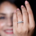 thumbnail image 4 of Rosec Jewels Oval and Baguette Moissanite Half Eternity Ring - Wedding Anniversary Ring - D-VS1 Quality, 925 Sterling Silver, US 4.00, 4 of 7