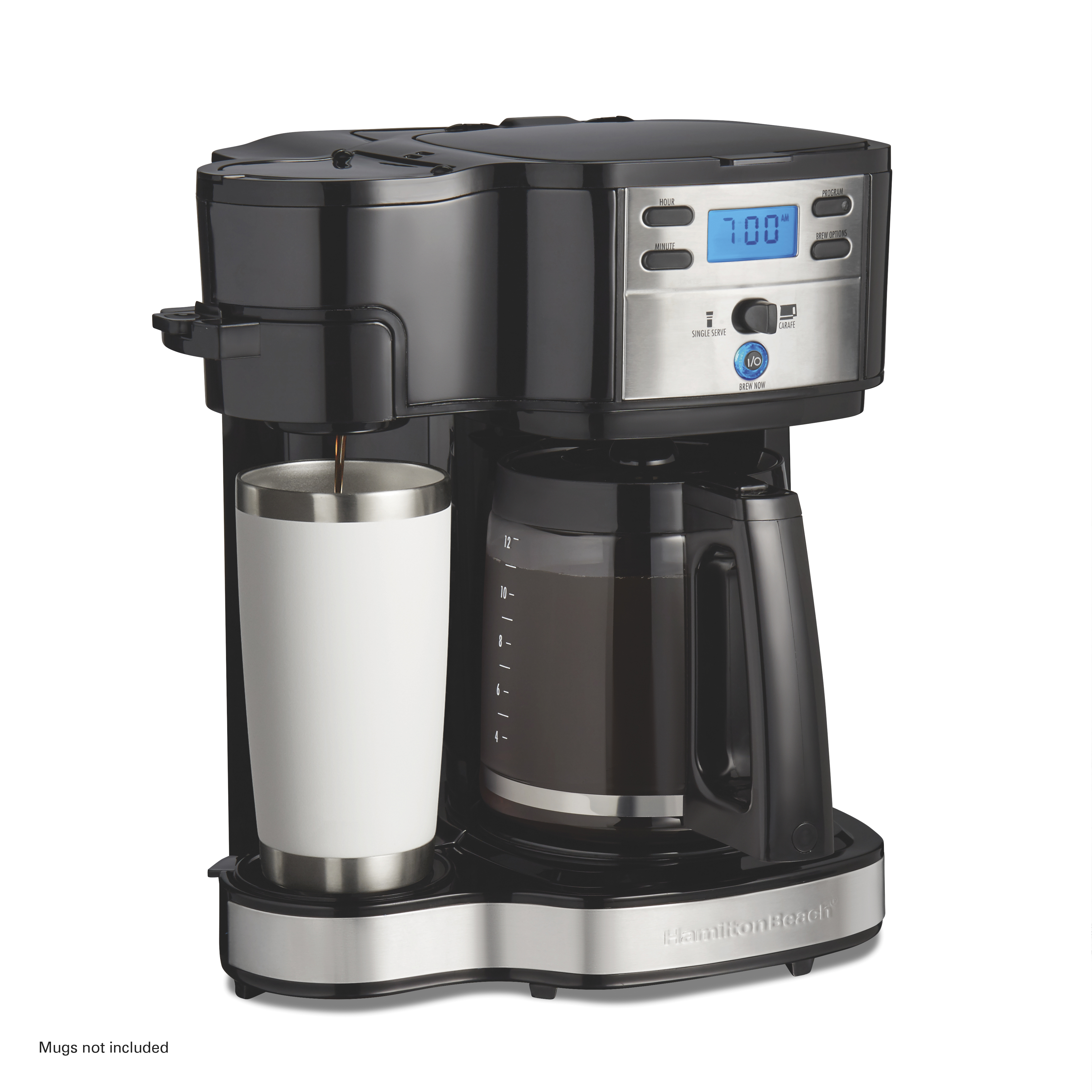 Hamilton Beach 2-Way Programmable Coffee Maker, Single-Serve and 12-Cup Pot, Glass Carafe, Stainless Steel, New, 47650 - image 2 of 8