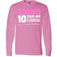 thumbnail image 3 of Inktastic Breast Cancer Survivor 10 Years and Running with Pink Ribbon Long Sleeve T-Shirt, 3 of 5