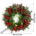 thumbnail image 3 of Lilixerw 16Inch Artificial Christmas Wreath,with Red Berries,Realistic Greenery Holiday Decor for Front Door,Wall,Home Festive Decoration,Green, 3 of 6
