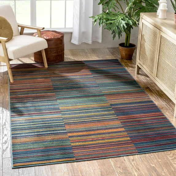 Well Woven Ampia Multi Blue Tribal Geometric Area Rug 8x10 (7'10" x 9'10")