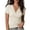 Beige, variant on Womens Dressy Casual Shirts Short Sleeve Slim Fitted Deep V Neck Cross Wrap Tunic T-Shirt Side ruched Shirring Tees Summer Tops (M-3XL)
