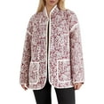 thumbnail image 1 of Women Cropped Warm Cotton Plus Size Jacket Cardigan Floral Printed Jacket Plus Size Open Front Short Coat, 1 of 4