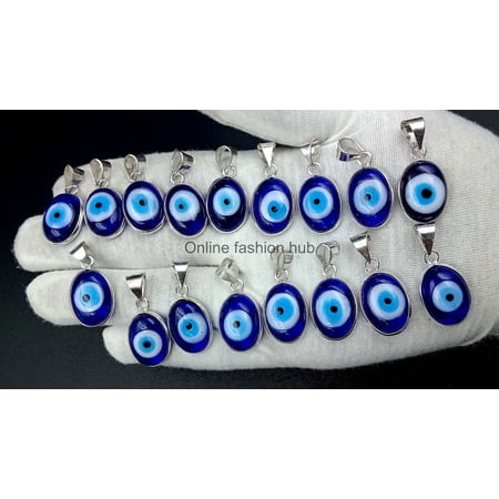 Evil Eye Gemstone 925 Sterling Silver Plated Handmade Pendant 5 pcs