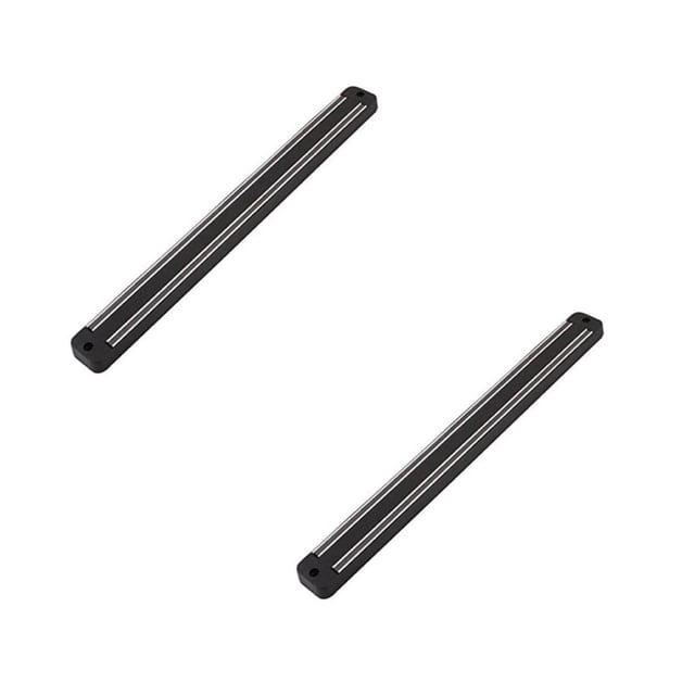 Oleegame 2PC Spoon And Lid Rest 13 Inch Holder For Wall Strip Bar Space Saving Strip For Magnet Rack Multipurpose Magneti Cutlery Holders Black
