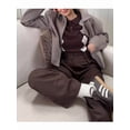 thumbnail image 4 of Womens Cropped Wool Jacket Warm Winter Fleece Bombers Jacket Zip Up Short Pea Coats with Pockets Khaki M, 4 of 9