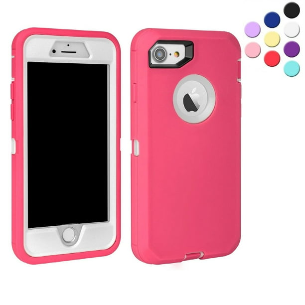 Entronix Funda Resistente para iPhone 7/8, Triple Capa, Resistente a Golpes y con Protección contra Caídas, Color Rosa