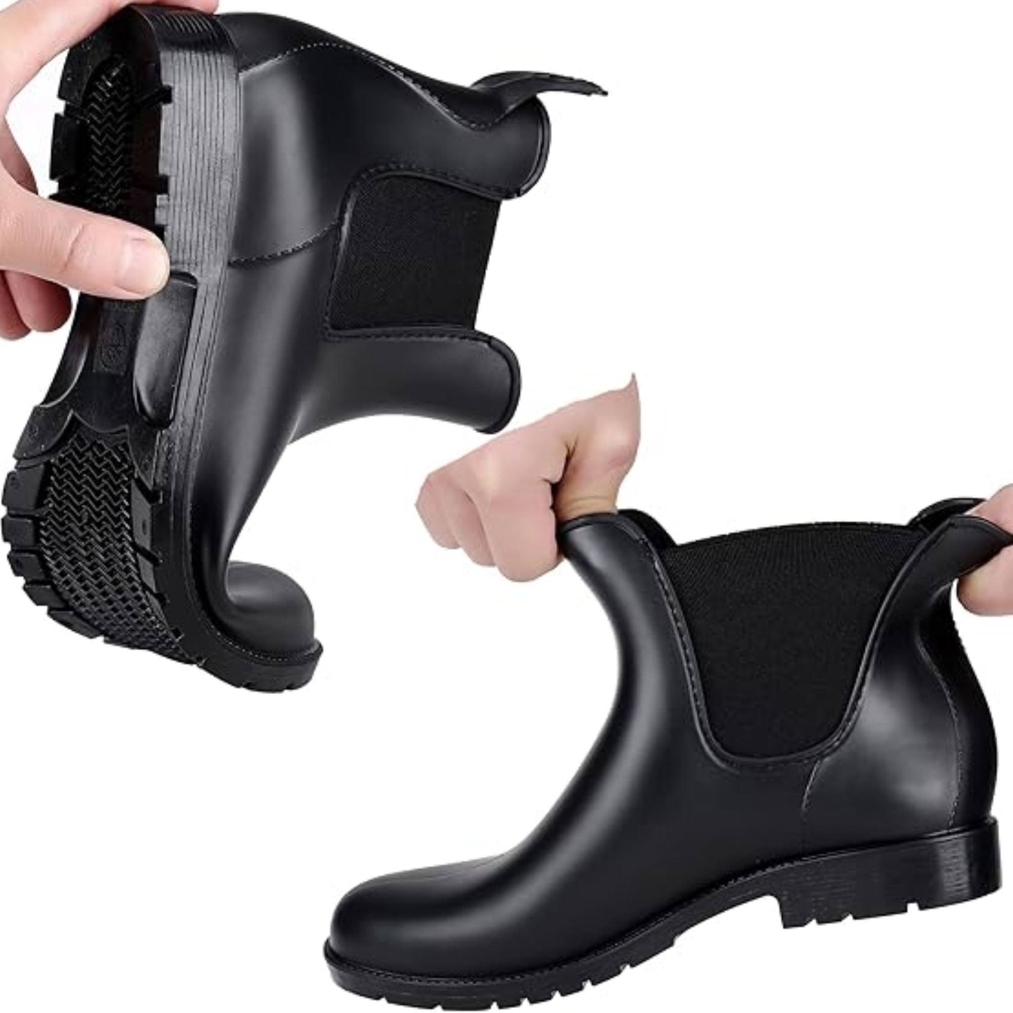 CHICVOMEY Women's Waterproof Chelsea Rain Boots Anti-Slip Rubber Ankle Boots for Gardening Walking & Outdoor Comfort Short Rainboots for Women