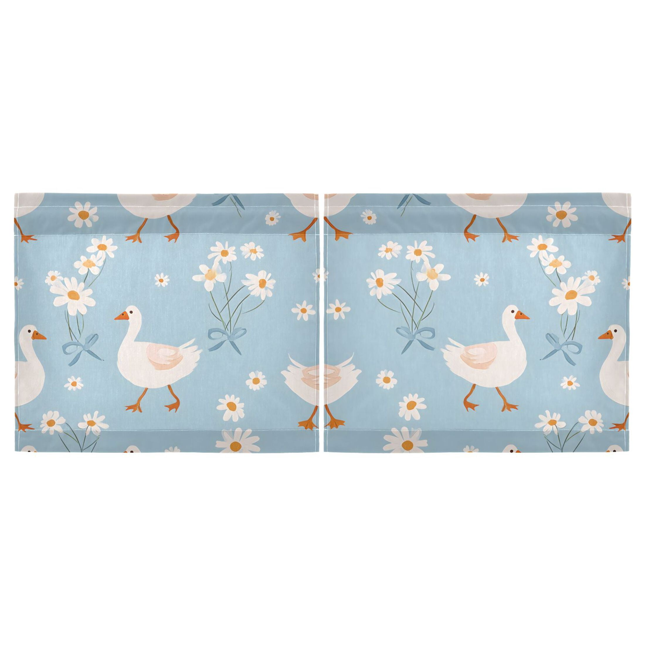Linen Kitchen Curtains Geese Daisy Pattern Tier Curtains Tier Kitchen Living Room Bedroom Balcony 2 Panels 27x36 Inch