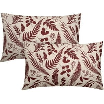 Burgundy Leaf Plant Lumbar Pillow Covers 12X20 Inch Set of 2 Tropical Fern Herbs Botanical Leaves Floral Decorative Pillow Cases Vintage Cushion Case Farmhouse Home Decor for Couch Sofa Outdoor