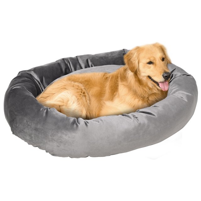 PawHut Pet Bed, Soft Velvet Lounge Sleeper, Machine Washable Cushion, Soft Padding, Zippered Cover, Portable, for Large Dogs, Dark Grey