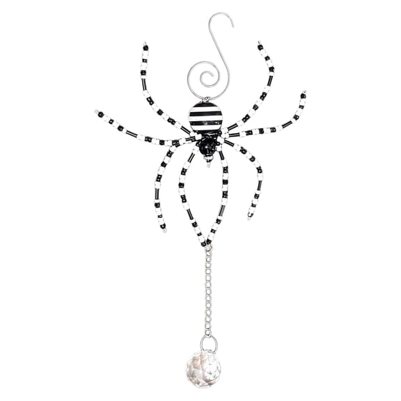 CSSJKYJ 1 Pc Black and White Halloween Spider Ornament | Beaded Hanging Decorations for Halloween Tree, Sparkle Accents, Holiday Festive Gift