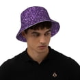 thumbnail image 4 of Salouo Purple Glitter Print Unisex Bucket Hat, Outdoor Summer Beach Fishing Sun Hat Fun Outdoor Vacation Hat for Men Women Teens,Reversible Double-Side-Wear, 4 of 6