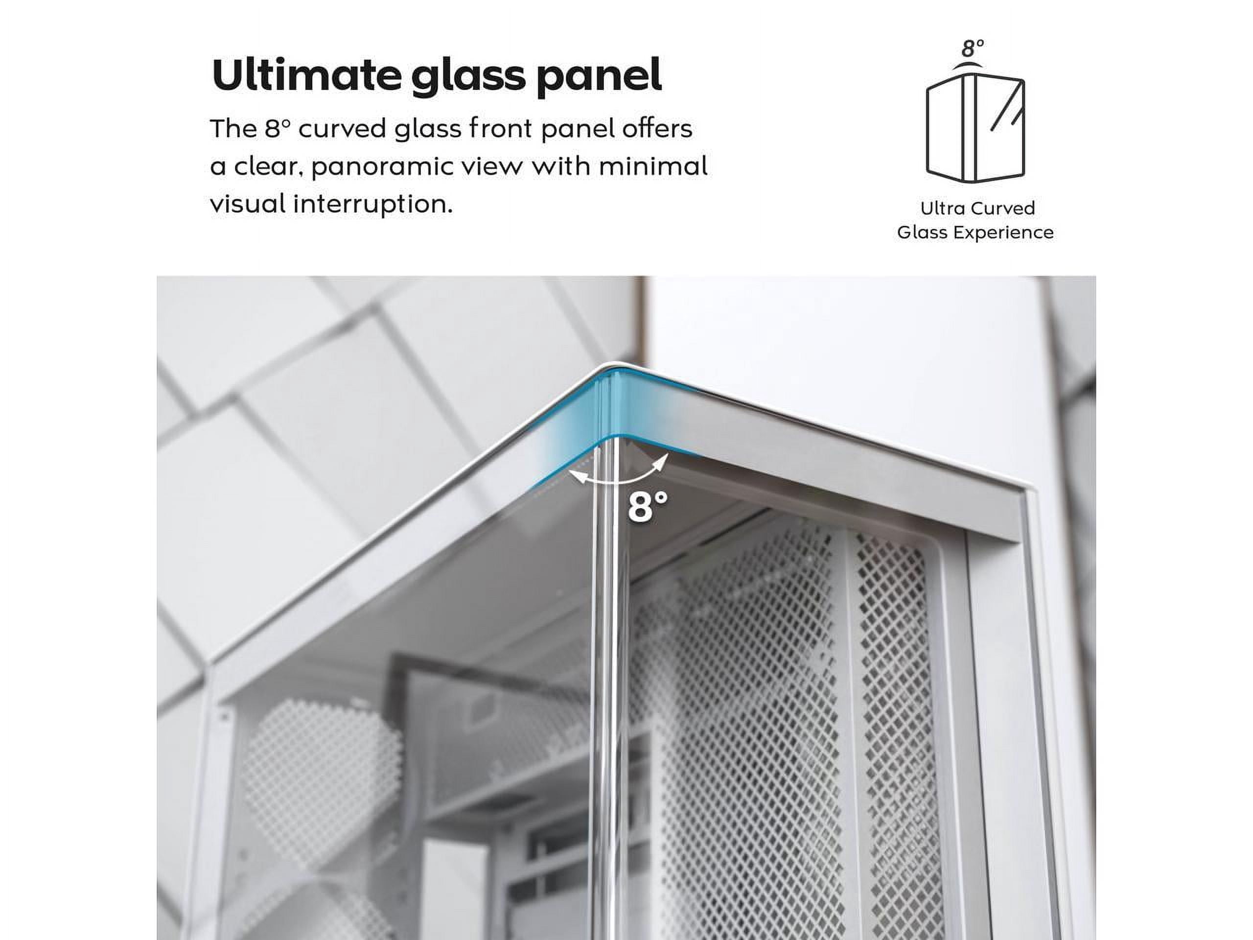 MONTECH HS02 PRO, ATX Mid-Tower PC Case, Gaming PC, High-Airflow, Reversible Layout, Sturdy Curved Tempered Glass Front Panel, 5x ARGB PWM Fan Pre-Installed, Sink-in Design, Toolless Panels, White, US