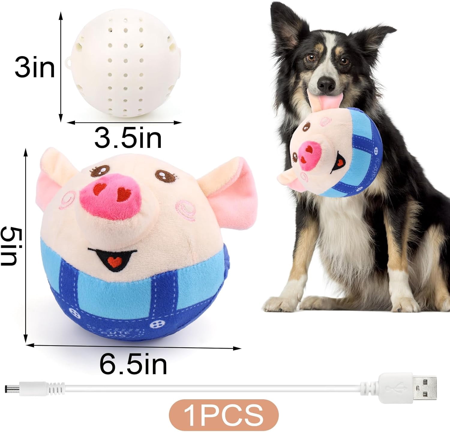 Interactive Dog Toys, Remote Control Version, Automatic Jumping Pig, The Perfect Gift to Keep Your Puppy Busy and Happy with Automatic Moving and Squeaking Sounds