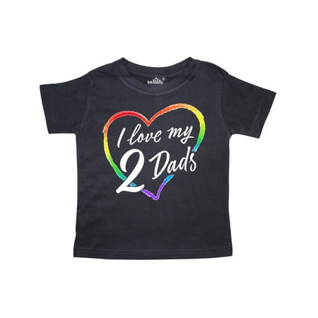 

Inktastic I Love My 2 Dads with Rainbow Heart Gift Toddler Boy or Toddler Girl T-Shirt