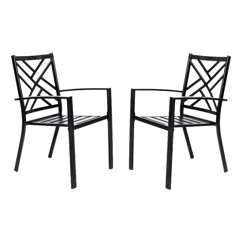 Furniture of America Hjem Black Metal Outdoor Patio Chairs Set of 2 ...