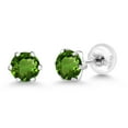 thumbnail image 5 of Gem Stone King Platinum Stud Earrings for Women Men 1.00 Ct Round 5mm Green Chrome Diopside, 5 of 6