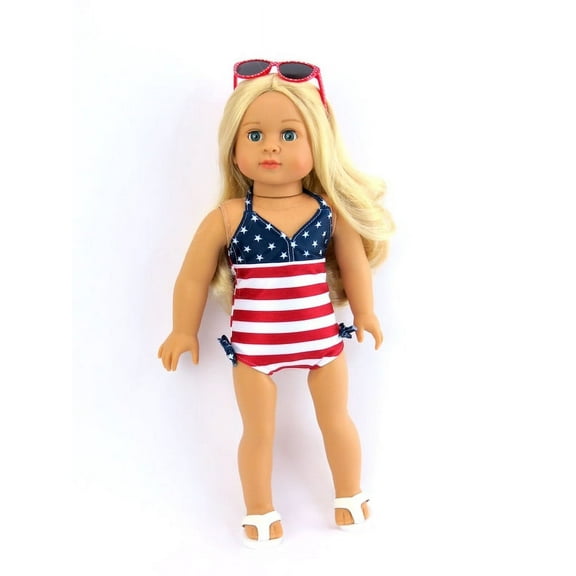 American Fashion World Handmade Flag Bathing Suit for 18-Inch Dolls