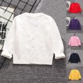 thumbnail image 5 of Meresysid Cardigan Sweaters for Infant Toddler Girls Baby Teen Children's Fashion Casual Solid Color Loose Button Long Sleeved V-neck Top shirt Purple, 5 of 5