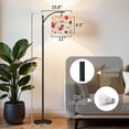 thumbnail image 2 of Arc Floor Lamp with Adjustable Lampshade Watercolor Strawberry Floral Soft Pink Green Details Standing Lamp 3 Color Temperatures Dimmable Tall Pole Lamp with Foot Switch for Bedroom, 2 of 8