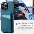 thumbnail image 6 of Allytechgroup Retro Wallet Case for Apple iPhone 15 Pro, RFID Blocking Cards Holder Kickstand Bumper Shockproof Anti-Scratch Premium PU Leather TPU Back Cover for Women Men, Blue, 6 of 8