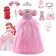 thumbnail image 2 of Vestido de fiesta de tul en capas de malla de sirena pequeña de Ariel, vestido rosa para niñas, disfraz de princesa para niños 7-8T(140) Gao Jinjia LED, 2 of 2