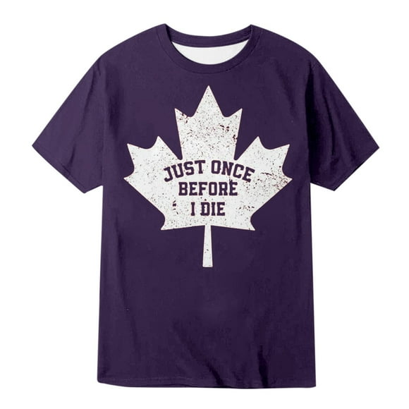 Ediodpoh Canadian Maple Leaf Vintage T Shirt Tops for Men Trendy Purple XL