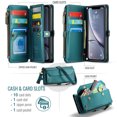 thumbnail image 6 of Crossbody for iPhone XR Case Wallet【RFID Blocking】with 10-Card Holder Zipper Bills Slot, Soft PU Leather Magnetic Shoulder Wrist Strap for iPhone XR Wallet Case Women, Green, 6 of 10