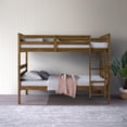 thumbnail image 2 of Home Design Exeter Twin Over Twin Solid Wood Bunk Bed Frame with Guardrails and Ladder, Brown, Easy Assembly, 2 of 11