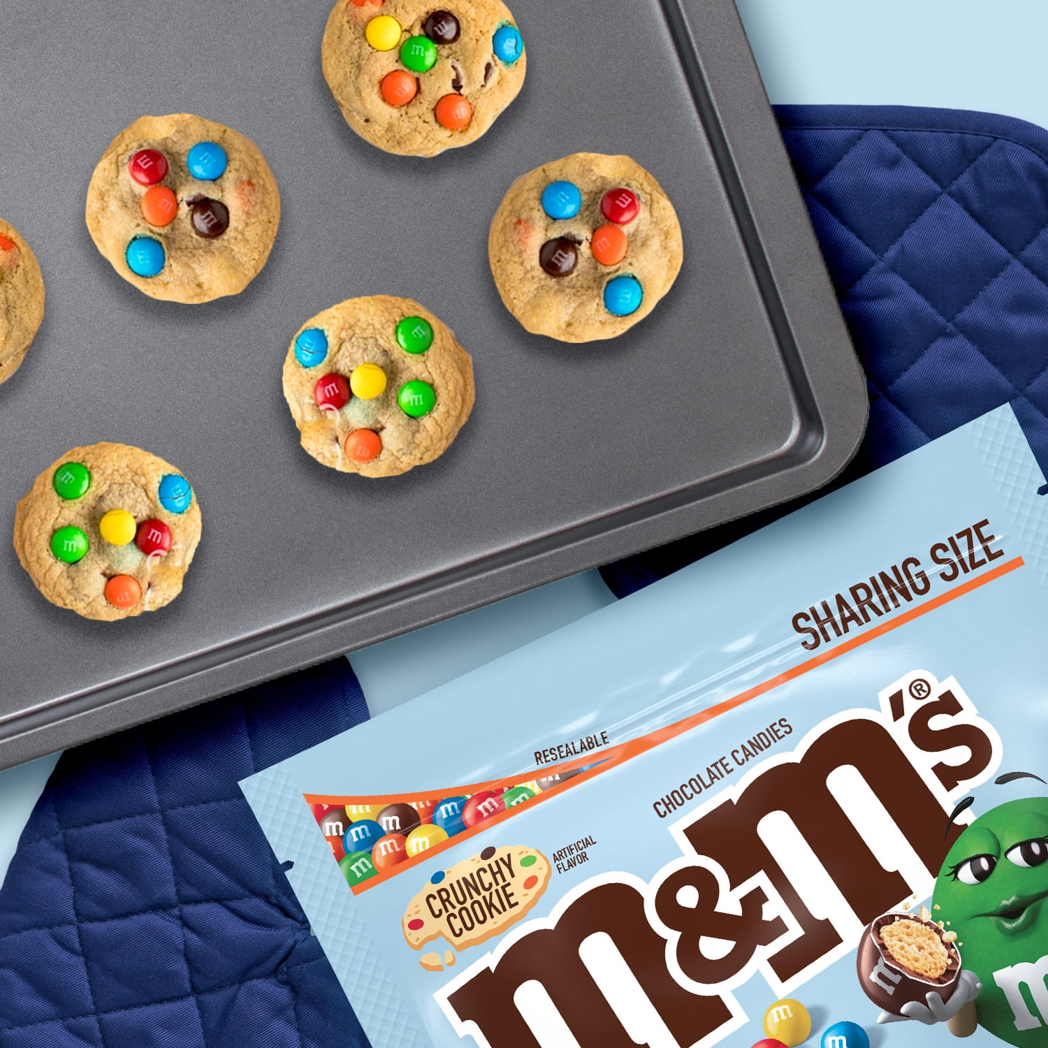 M&M’s Crunchy Cookie Milk Chocolate Candy, Sharing Size – 7.4 oz Bag