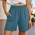 thumbnail image 2 of KHONTS Linen Shorts for Women Casual Summer High Waist Wide Leg Beach Vacation Shorts with Pockets Green XL, 2 of 6