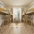 thumbnail image 3 of YUSAZENS Twin Size Metal Loft Bed with Ladder & Guardrail, 400lbs Capacity Space-Saving Loft Bed, No Box Spring, Gold, 3 of 7