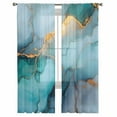 thumbnail image 3 of Teal Golden Marble Sheer Curtains 72 Inches Long 2 Panels Set, Window Sheer Curtains for Living Room/Bedroom, Aesthetics Modern Abstract Art Light Filtering Rod Pocket Curtain 52'' x 72'' x 2, 3 of 7