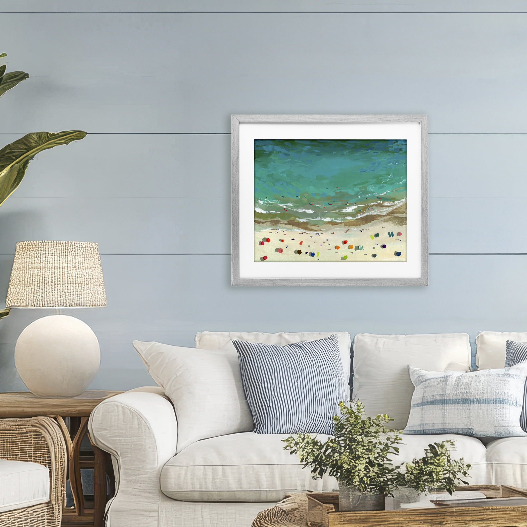 Stupell Industries Aerial Turquoise Shoreline Gray Framed Print Under Glass, design by Brook Page