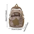 thumbnail image 3 of Celestial Star Commuter Daypack, Textured Cotton-Blend Large Rucksack for Women, Y2K Retro Star Embroidery Backpack with Detachable Star Pouch, 3 of 8