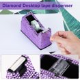 thumbnail image 3 of Bling Pasted Crystal 4 Piece Office Stationery Set,Desk Accessory Kit, Home Office Necessary- Stapler & Desktop Tape Dispenser & Ballpen & Scissor (Purple), 3 of 7