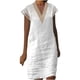 thumbnail image 2 of Puntoco Vestido De Manga Corta Con Cuello En V, Vestido Casual Con Cuello En V De Color Sólido De Verano Para Mujer Blanco Xxl, 2 of 6