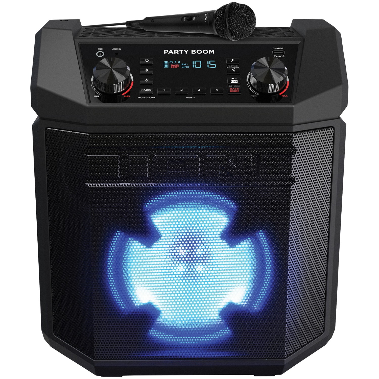 Bass Boost ™ 100W High-Power Rechargeable Speaker with Lights Ion Party Boom