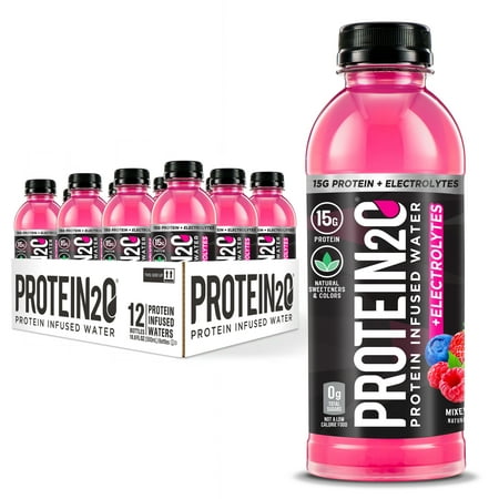 Protein2o +Electrolytes, 15g Whey Protein Infused Water, Mixed Berry, 16.9 fl oz Bottle (Pack of 12)