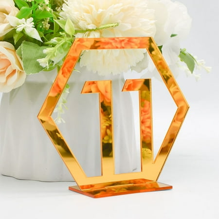 

Mishuowoti Three Dimensionals Gold And Silver Acrylic Wedding Digital Table Number Card Table Seat Card Mirror Table Ornaments
