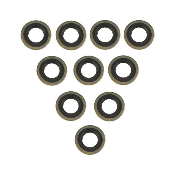 KarParts360 For Ford Escort 1991 92 93 94 95 1996 Drain Plug Gasket | 10 Pieces | Steel/Rubber Material | Silver/Black | 0.512 Inches Inside Diameter | Replacement For E0FZ6734-A, E3DZ6734-A