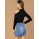 thumbnail image 5 of Allegra K Faldas de mezclilla para mujer Minifalda de mezclilla de cintura alta ajustada con cremallera frontal Azul S, 5 of 7