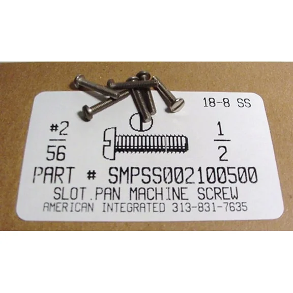 #2-56X1/2 Pan Head Slotted Machine Screws Stainless Steel (50)