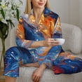 thumbnail image 5 of Xecao Galactic Dog Swirls Art Print Women Pajamas Set Soft Sleepwear Pjs long Sleeve Button Down Nightwear with Long Pants, 5 of 6